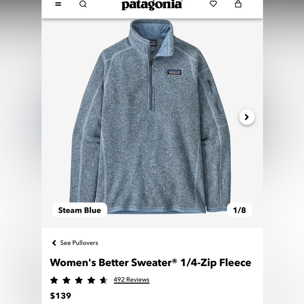 Patagonia women’s better sweater 1/4 zip fleece